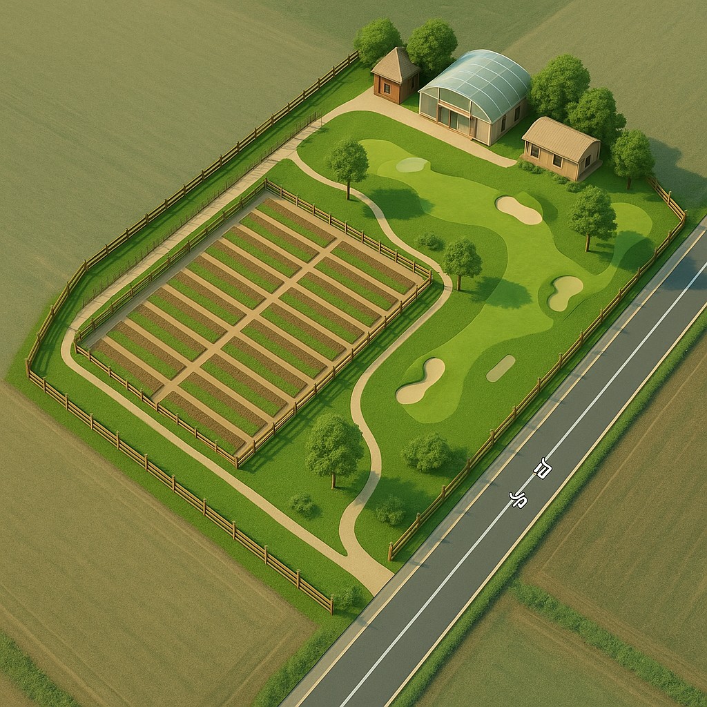 파크골프와 온실&텃밭 조감도