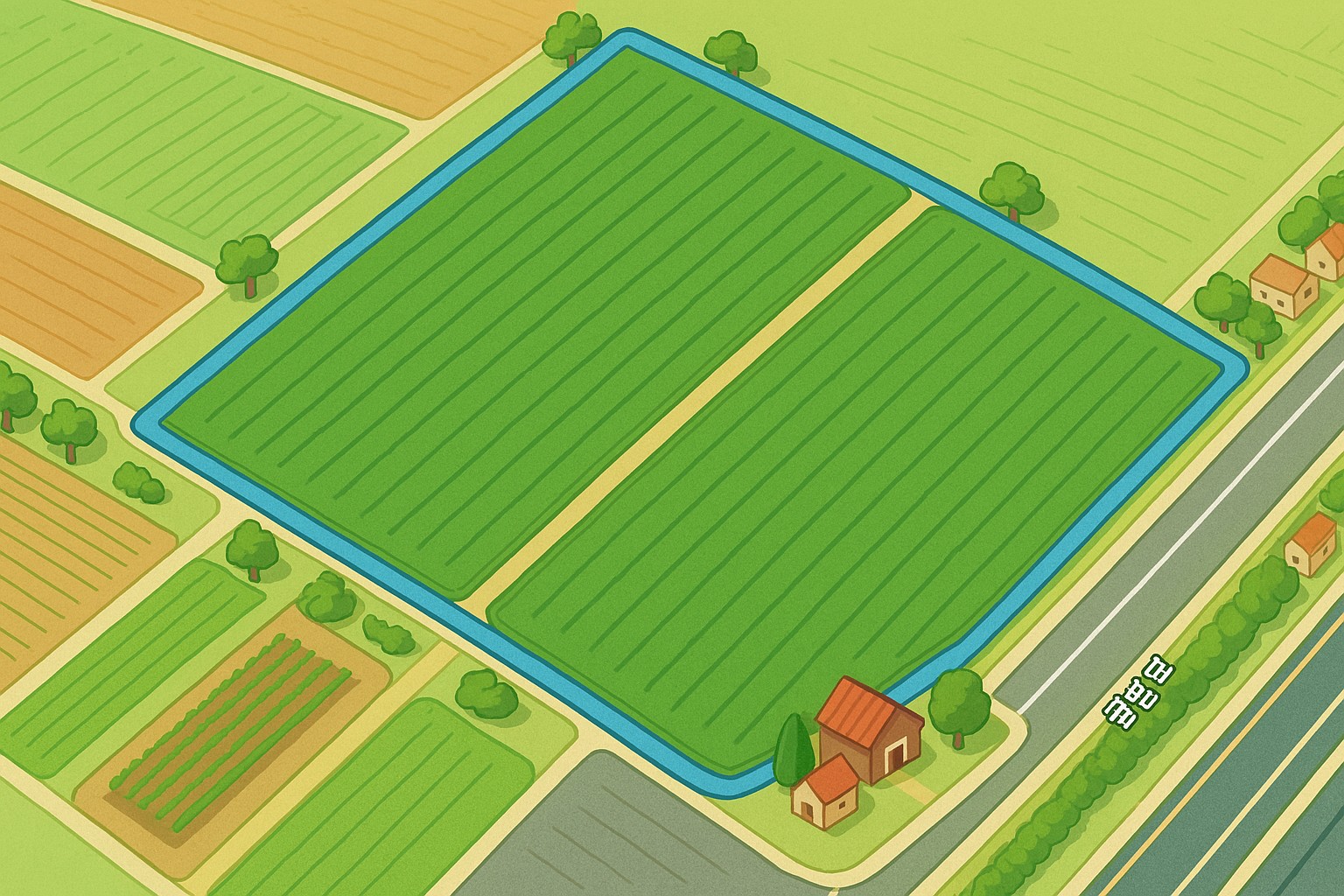 실제 항공경계 기반 농장조감도